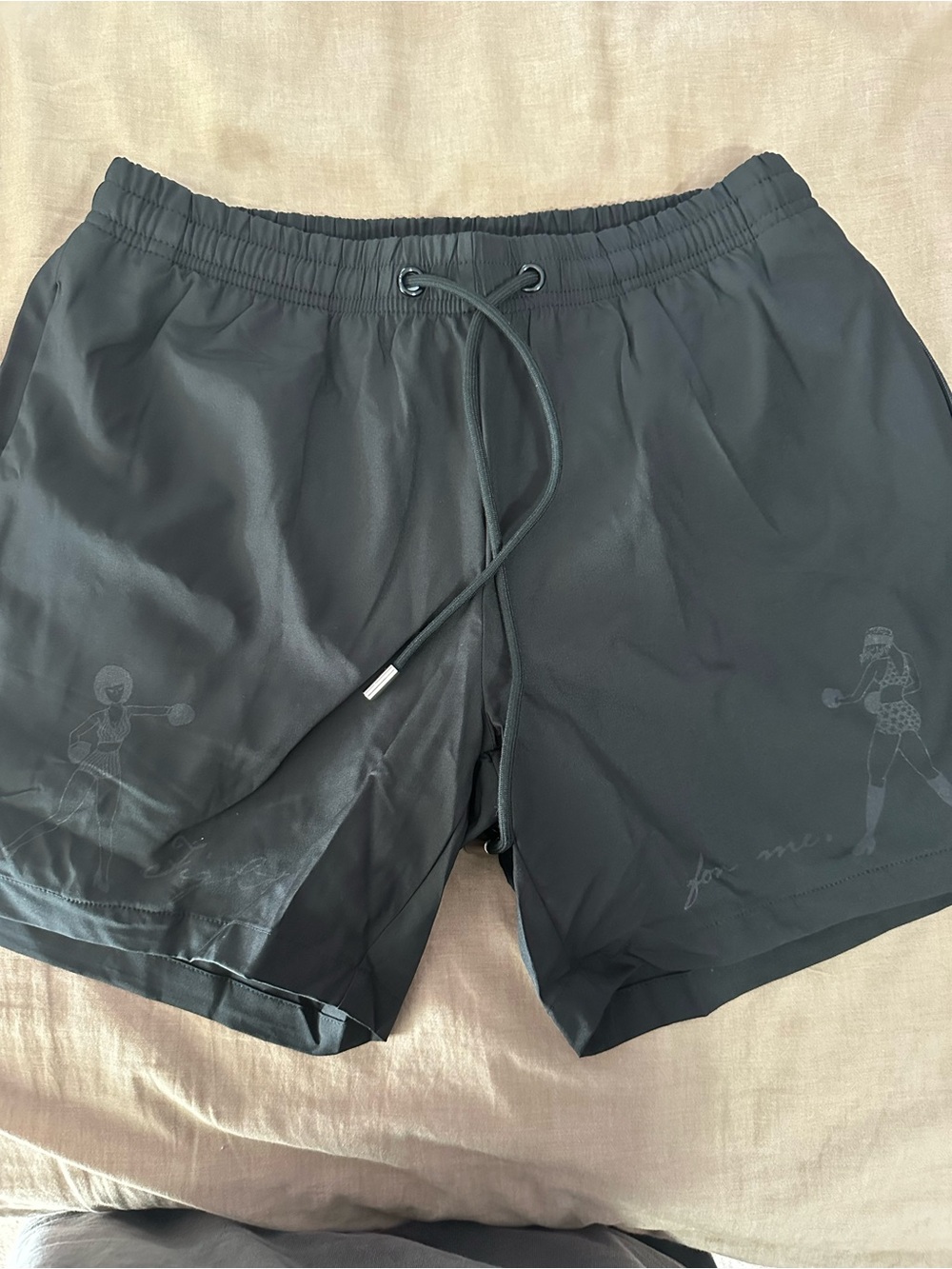 Shell Corp Men's Black Performance Drawstring Shorts